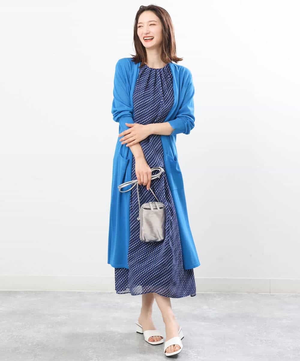 FKSIS07160 MK MICHEL KLEIN(MK ミッシェルクラン) ロングニットカーディガン/洗える ベージュ