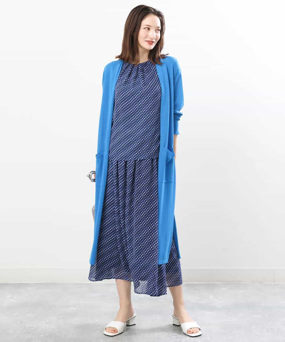FKSIS07160 MK MICHEL KLEIN(MK ミッシェルクラン) ロングニットカーディガン/洗える ベージュ
