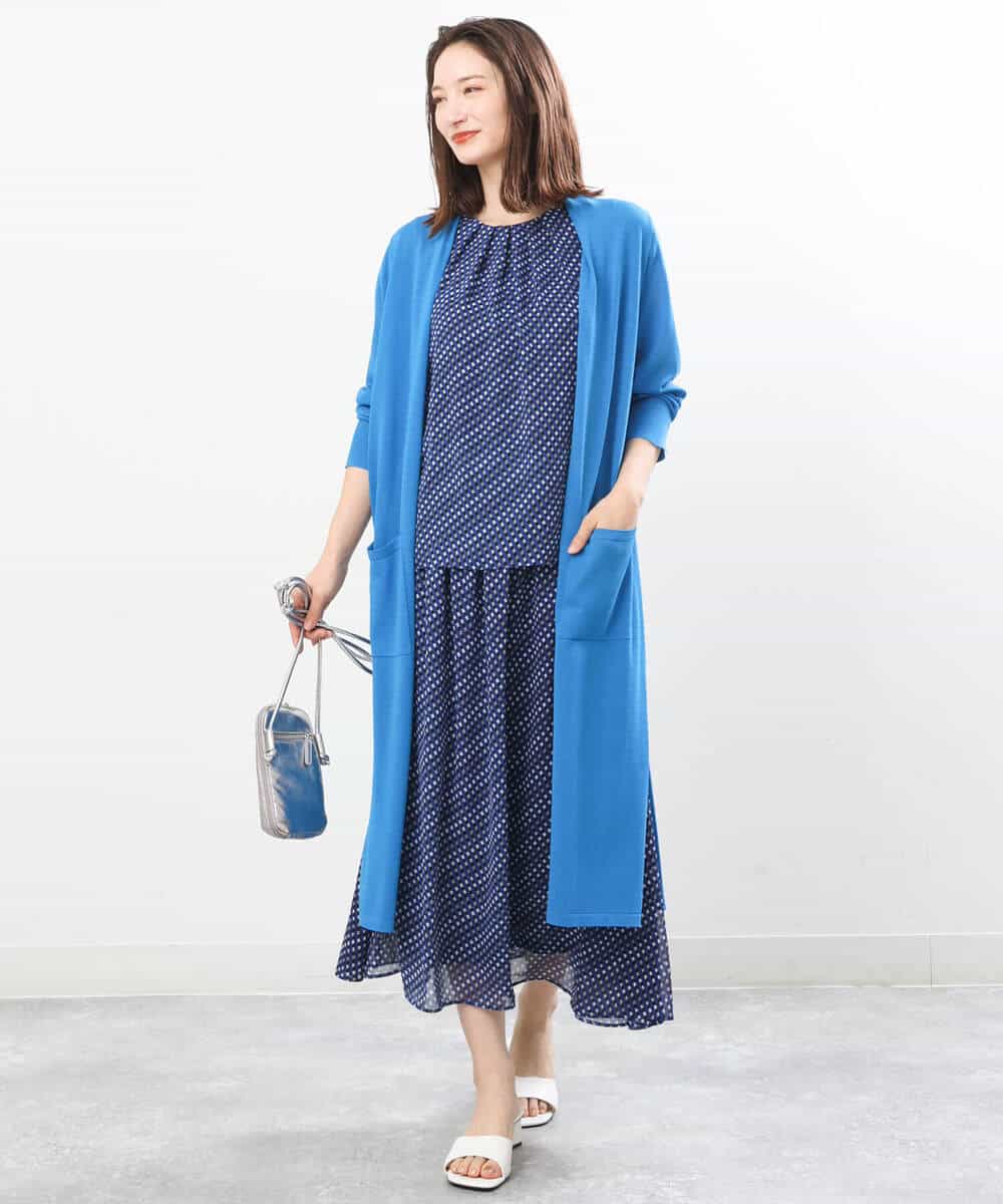 FKSIS07160 MK MICHEL KLEIN(MK ミッシェルクラン) ロングニットカーディガン/洗える ベージュ