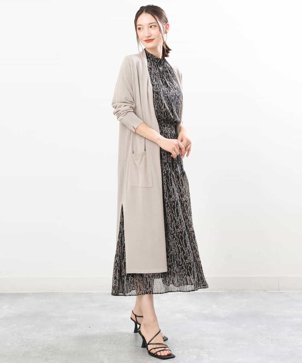 FKSIS07160 MK MICHEL KLEIN(MK ミッシェルクラン) ロングニットカーディガン/洗える ベージュ