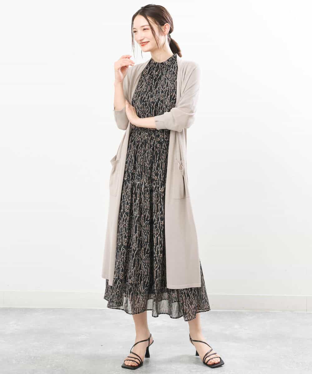 FKSIS07160 MK MICHEL KLEIN(MK ミッシェルクラン) ロングニットカーディガン/洗える ベージュ