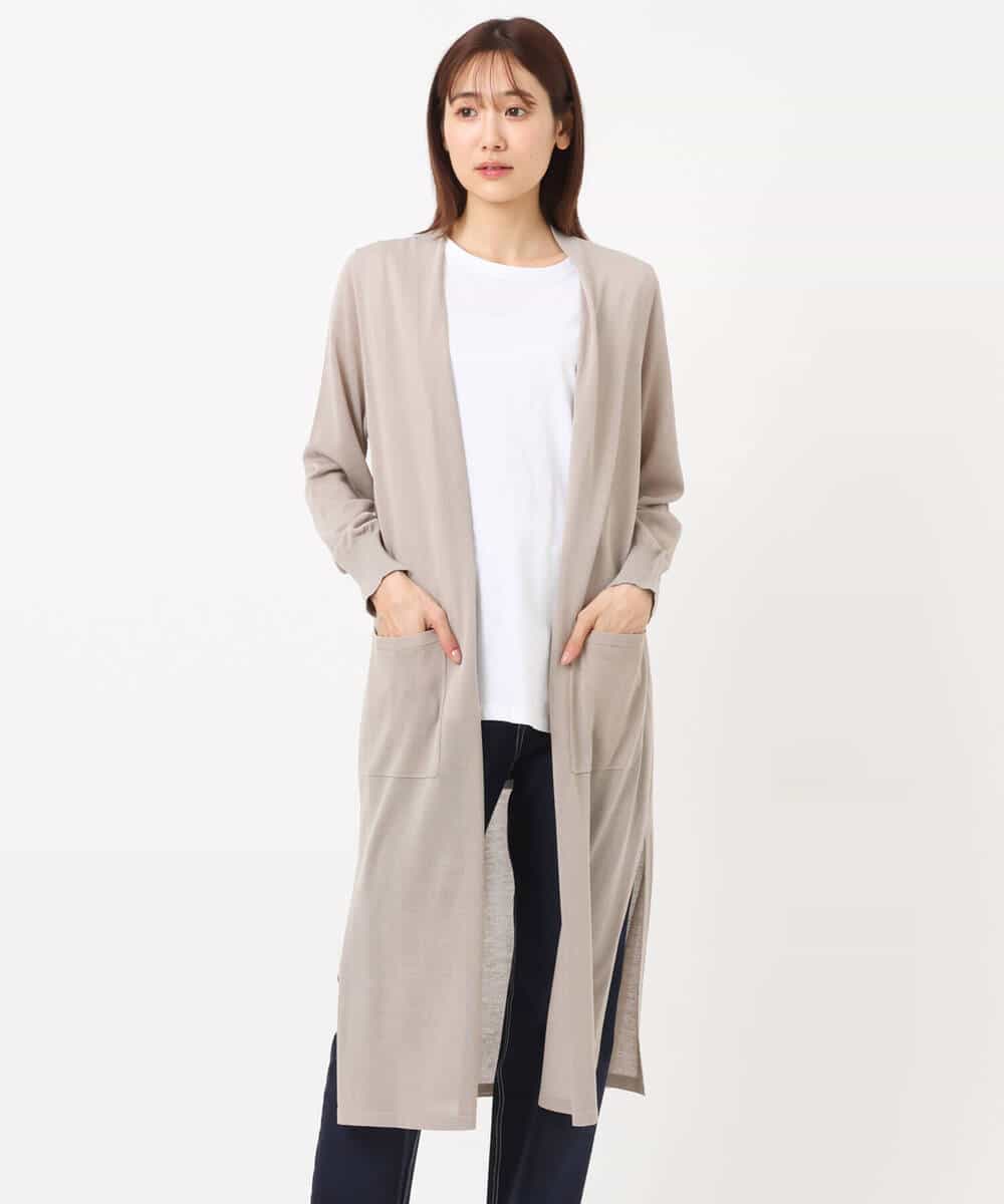 FKSIS07160 MK MICHEL KLEIN(MK ミッシェルクラン) ロングニットカーディガン/洗える ベージュ