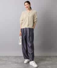 FKSJA31160 MK MICHEL KLEIN(MK ミッシェルクラン) フェザーヤーンニットカーディガン/洗える ベージュ