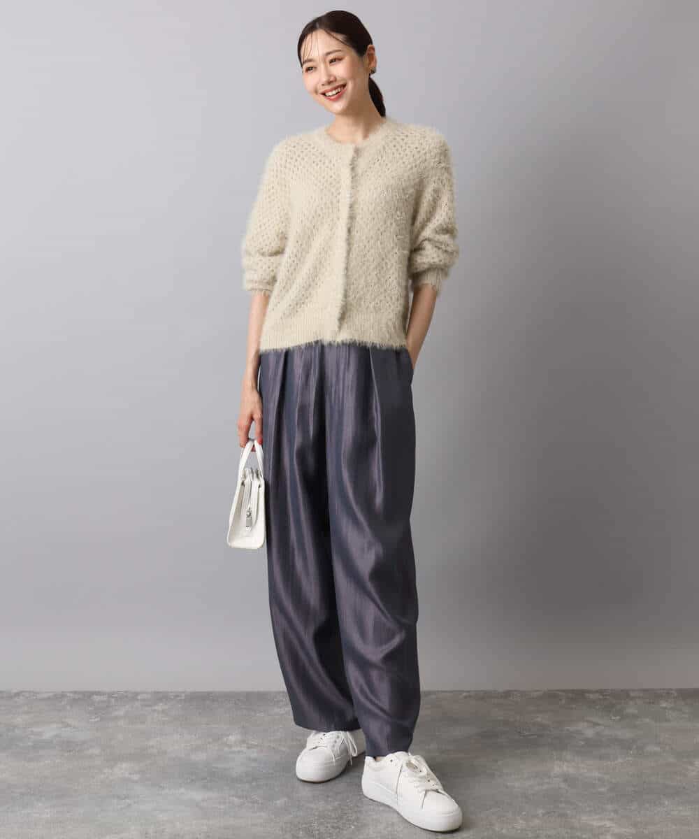 FKSJA31160 MK MICHEL KLEIN(MK ミッシェルクラン) フェザーヤーンニットカーディガン/洗える ベージュ