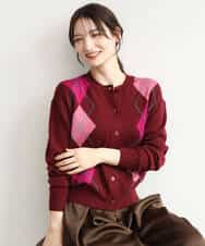 FKSJD30160 MK MICHEL KLEIN(MK ミッシェルクラン) [洗える]配色アーガイル柄ニットカーディガン グレー