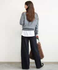 FKSJD30160 MK MICHEL KLEIN(MK ミッシェルクラン) [洗える]配色アーガイル柄ニットカーディガン グレー