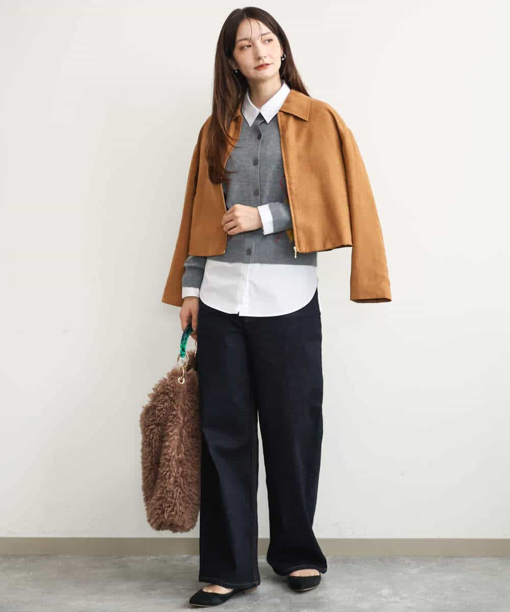 FKSJD30160 MK MICHEL KLEIN(MK ミッシェルクラン) [洗える]配色アーガイル柄ニットカーディガン グレー