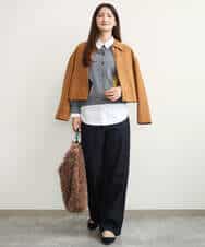 FKSJD30160 MK MICHEL KLEIN(MK ミッシェルクラン) [洗える]配色アーガイル柄ニットカーディガン グレー
