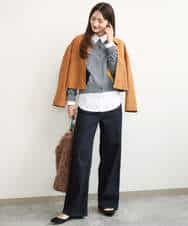 FKSJD30160 MK MICHEL KLEIN(MK ミッシェルクラン) [洗える]配色アーガイル柄ニットカーディガン グレー