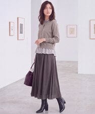 FKSJD31160 MK MICHEL KLEIN(MK ミッシェルクラン) [洗える]フリルレイヤードニットカーディガン ネイビー