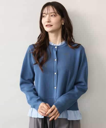FKSJD31160 MK MICHEL KLEIN [洗える]フリルレイヤードニットカーディガン