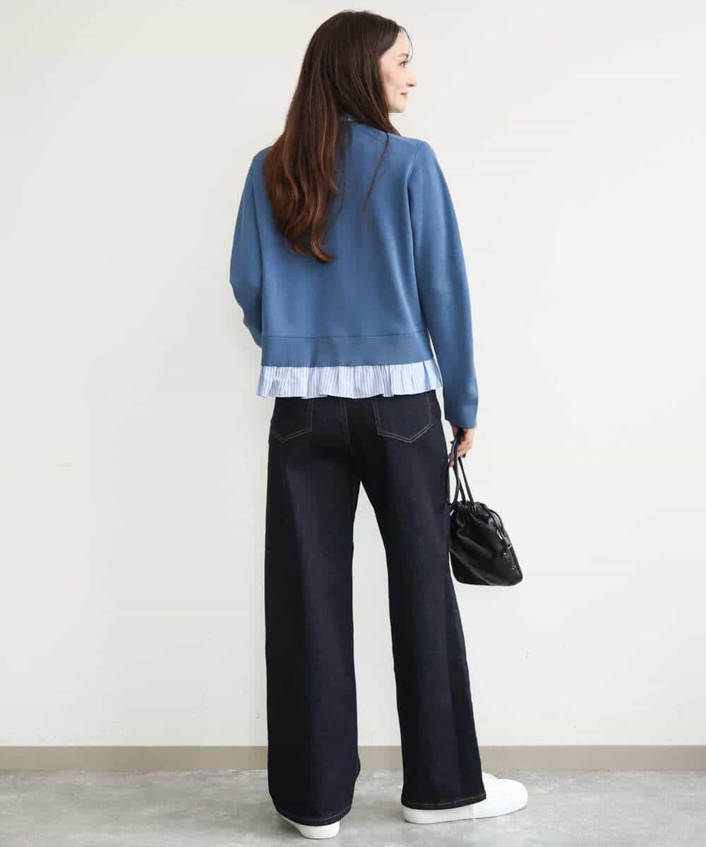 FKSJD31160 MK MICHEL KLEIN(MK ミッシェルクラン) [洗える]フリルレイヤードニットカーディガン ネイビー