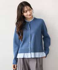 FKSJD31160 MK MICHEL KLEIN(MK ミッシェルクラン) [洗える]フリルレイヤードニットカーディガン ネイビー