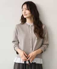 FKSJD31160 MK MICHEL KLEIN(MK ミッシェルクラン) [洗える]フリルレイヤードニットカーディガン ネイビー