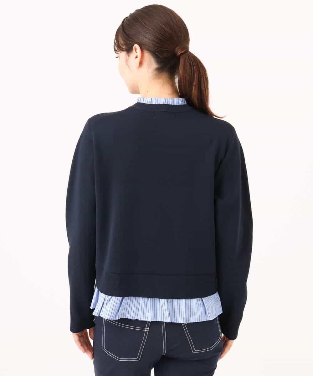 FKSJD31160 MK MICHEL KLEIN(MK ミッシェルクラン) [洗える]フリルレイヤードニットカーディガン ネイビー