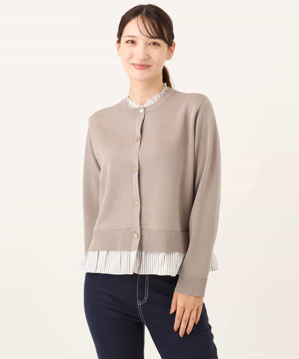 FKSJD31160 MK MICHEL KLEIN(MK ミッシェルクラン) [洗える]フリルレイヤードニットカーディガン ネイビー
