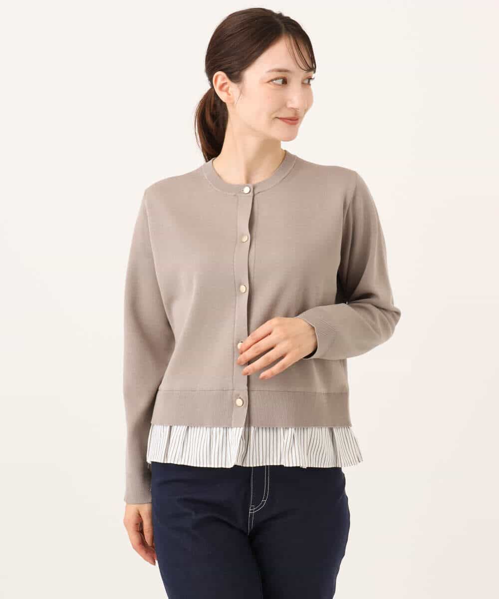 FKSJD31160 MK MICHEL KLEIN(MK ミッシェルクラン) [洗える]フリルレイヤードニットカーディガン ネイビー