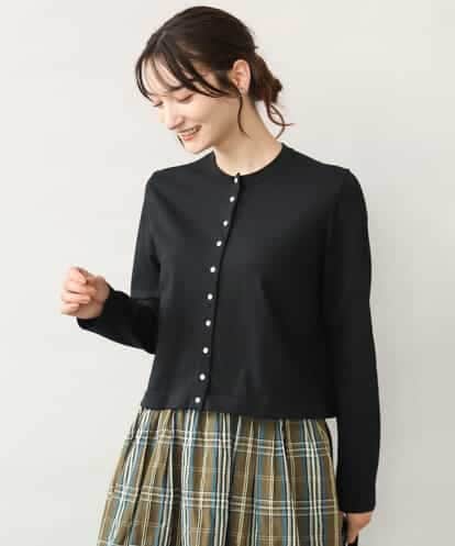 FKSJD33150 MK MICHEL KLEIN [洗える]ドット釦コンパクトニットカーディガン