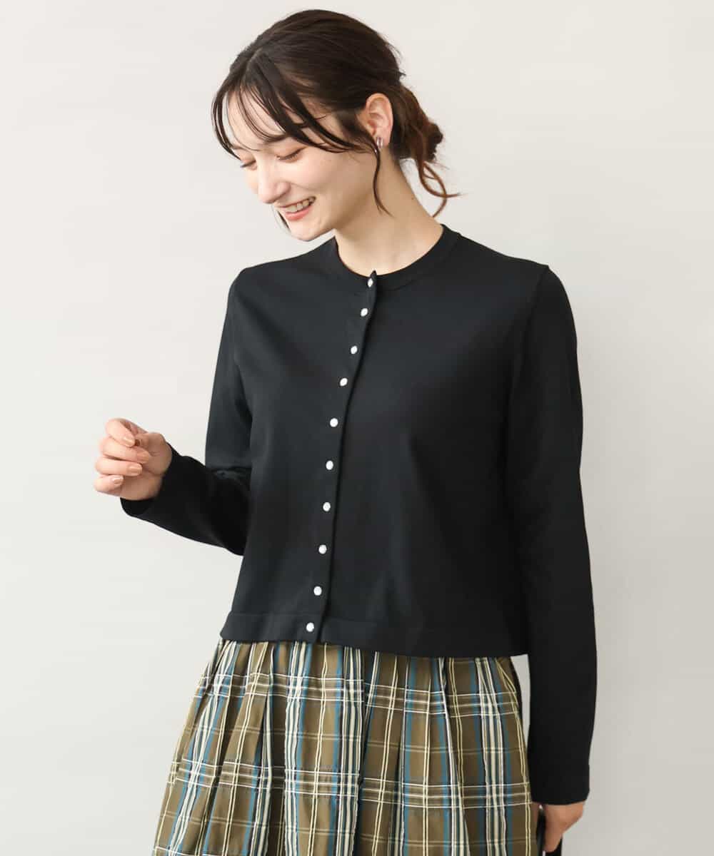 FKSJD33150 MK MICHEL KLEIN(MK ミッシェルクラン) [洗える]ドット釦コンパクトニットカーディガン ブラック