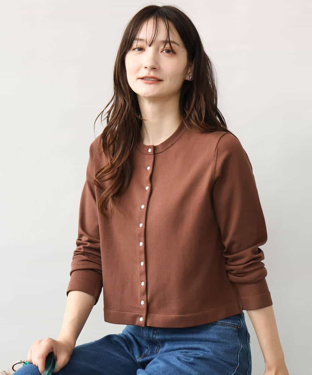 FKSJD33150 MK MICHEL KLEIN(MK ミッシェルクラン) [洗える]ドット釦コンパクトニットカーディガン ブラック