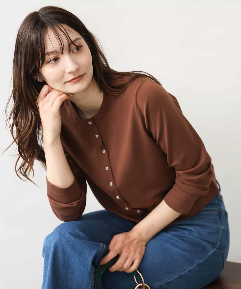 FKSJD33150 MK MICHEL KLEIN(MK ミッシェルクラン) [洗える]ドット釦コンパクトニットカーディガン ブラック
