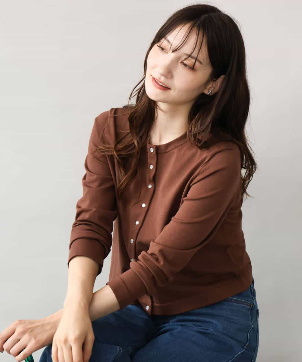 FKSJD33150 MK MICHEL KLEIN(MK ミッシェルクラン) [洗える]ドット釦コンパクトニットカーディガン ブラック