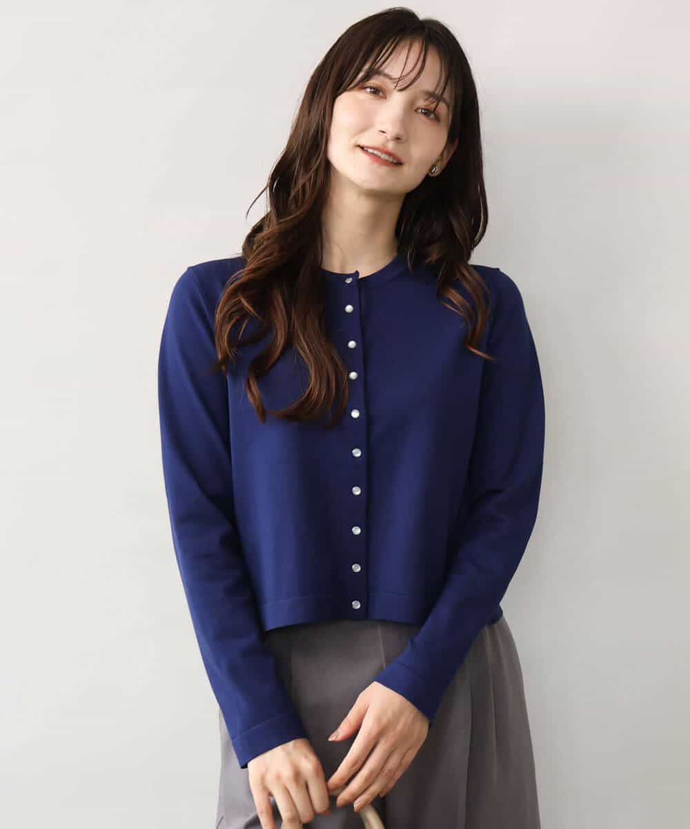 FKSJD33150 MK MICHEL KLEIN(MK ミッシェルクラン) [洗える]ドット釦コンパクトニットカーディガン ブラック