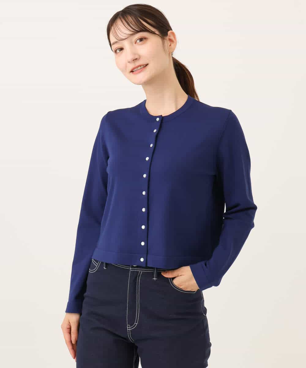 FKSJD33150 MK MICHEL KLEIN(MK ミッシェルクラン) [洗える]ドット釦コンパクトニットカーディガン ブラック
