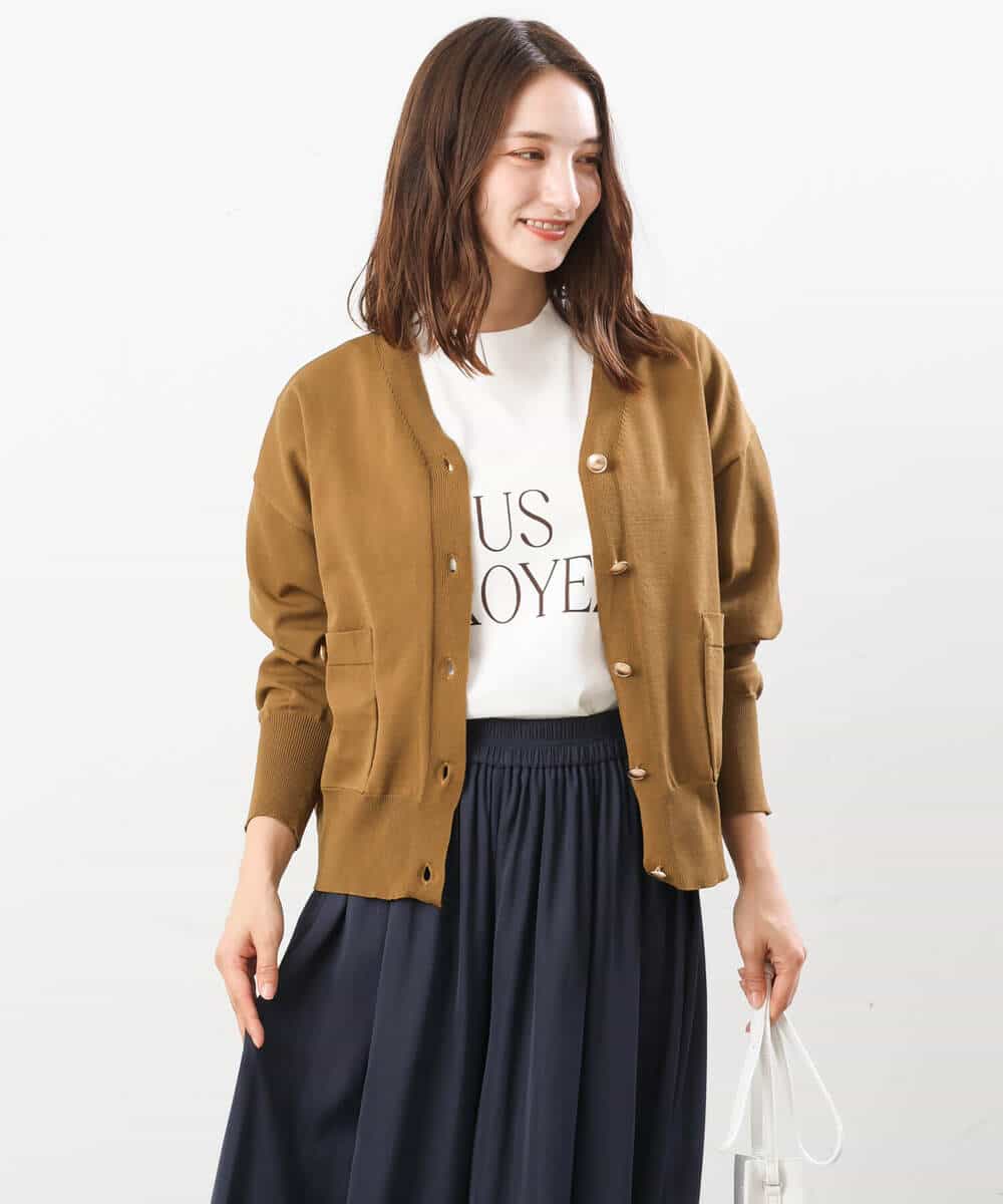 FKSJS09130 MK MICHEL KLEIN(MK ミッシェルクラン) スポンディッシュニットカーディガン/洗える ワイン