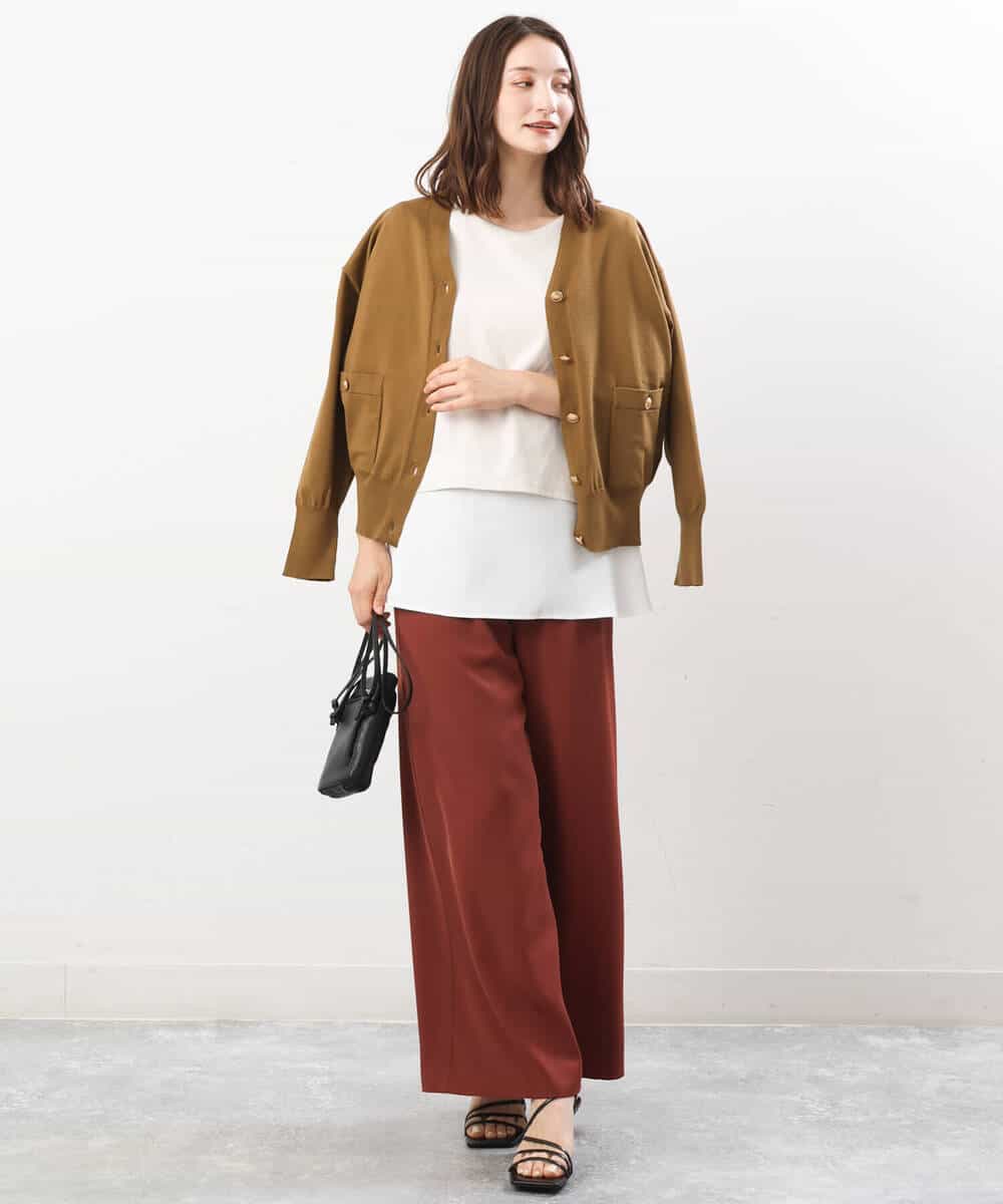 FKSJS09130 MK MICHEL KLEIN(MK ミッシェルクラン) スポンディッシュニットカーディガン/洗える ワイン