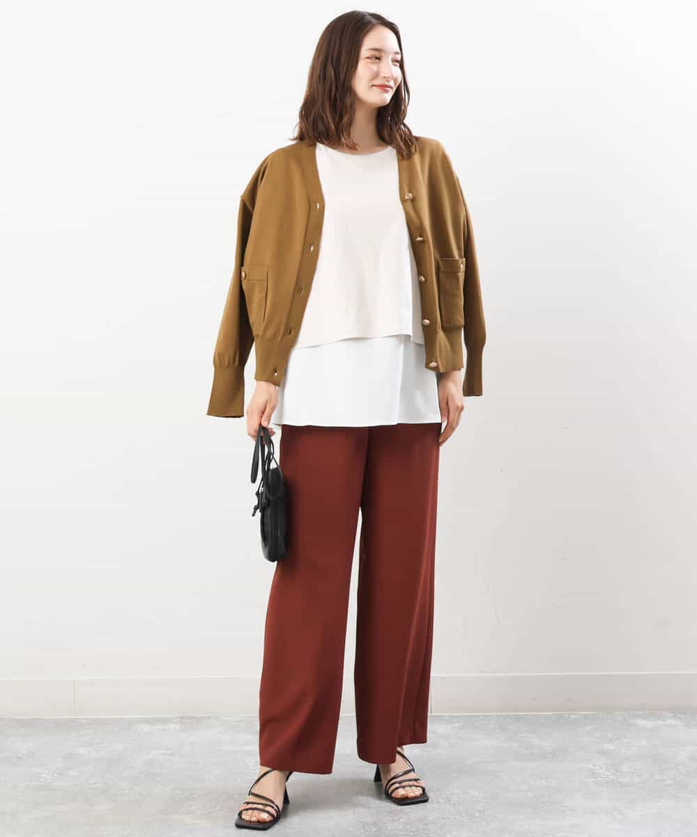 FKSJS09130 MK MICHEL KLEIN(MK ミッシェルクラン) スポンディッシュニットカーディガン/洗える ワイン