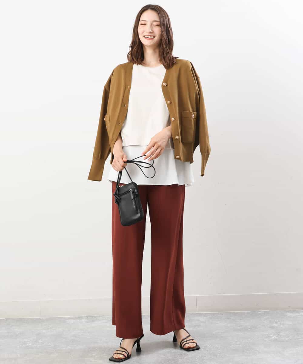 FKSJS09130 MK MICHEL KLEIN(MK ミッシェルクラン) スポンディッシュニットカーディガン/洗える ワイン