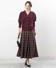 FKSJS09130 MK MICHEL KLEIN(MK ミッシェルクラン) スポンディッシュニットカーディガン/洗える ワイン
