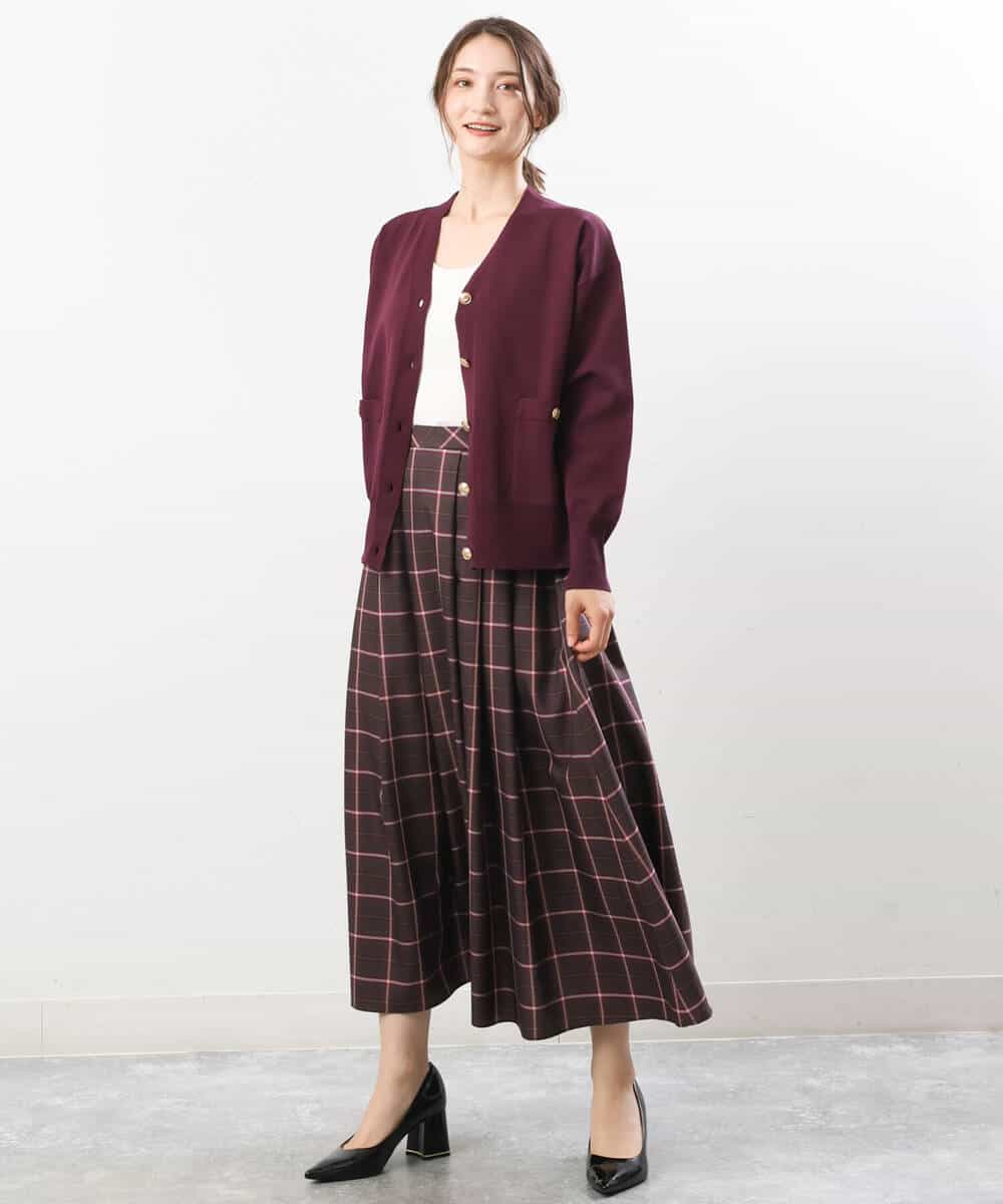 FKSJS09130 MK MICHEL KLEIN(MK ミッシェルクラン) スポンディッシュニットカーディガン/洗える ワイン