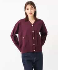 FKSJS09130 MK MICHEL KLEIN(MK ミッシェルクラン) スポンディッシュニットカーディガン/洗える ワイン