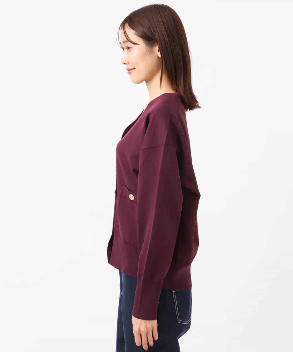 FKSJS09130 MK MICHEL KLEIN(MK ミッシェルクラン) スポンディッシュニットカーディガン/洗える ワイン