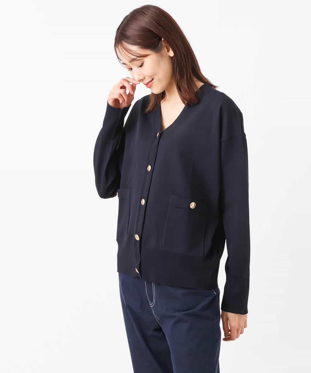 FKSJS09130 MK MICHEL KLEIN(MK ミッシェルクラン) スポンディッシュニットカーディガン/洗える ワイン