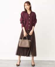 FKSJS09130 MK MICHEL KLEIN(MK ミッシェルクラン) スポンディッシュニットカーディガン/洗える ワイン