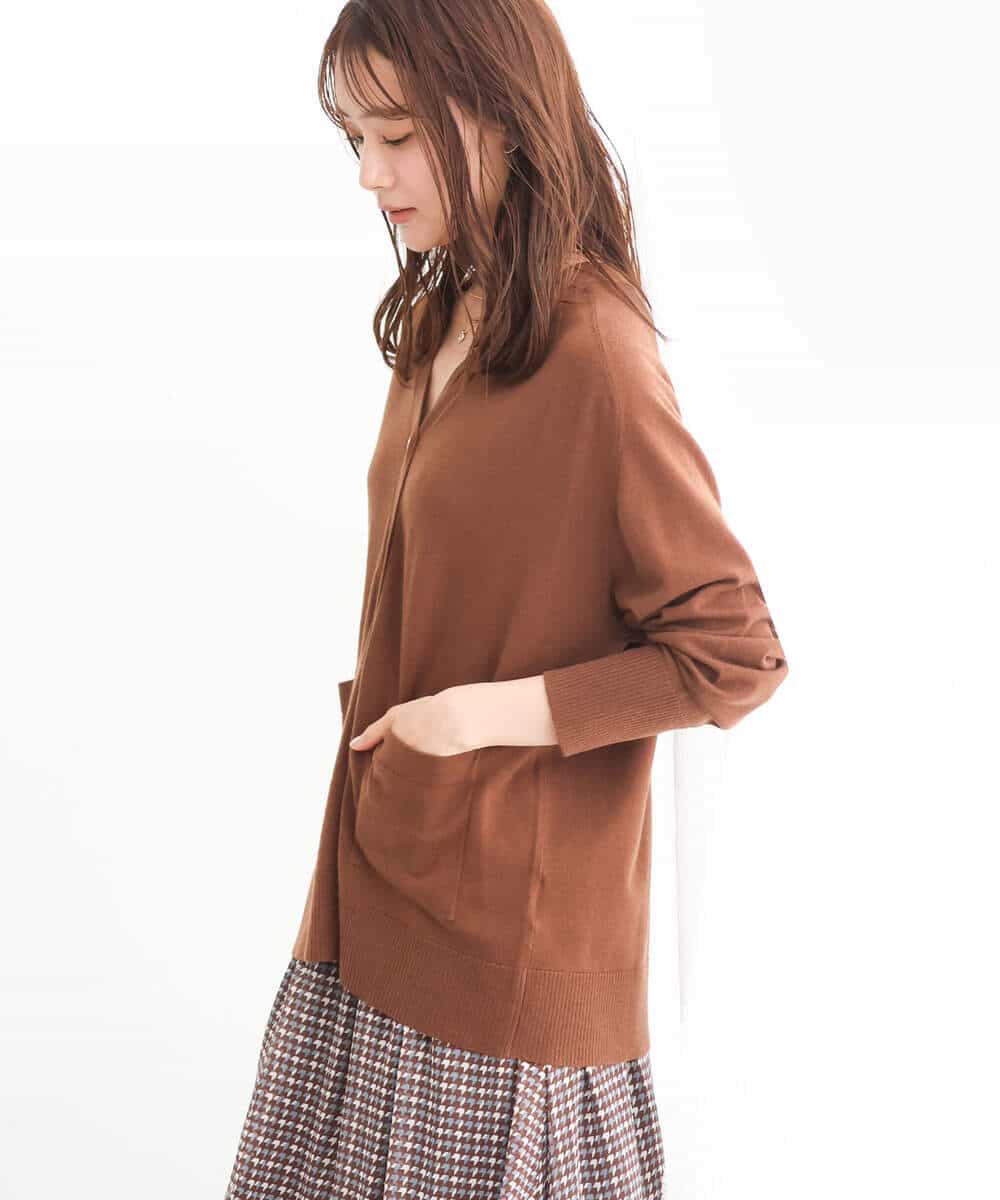 FKSJS10140 MK MICHEL KLEIN(MK ミッシェルクラン) リラックスVネックカーディガン/洗える ミント
