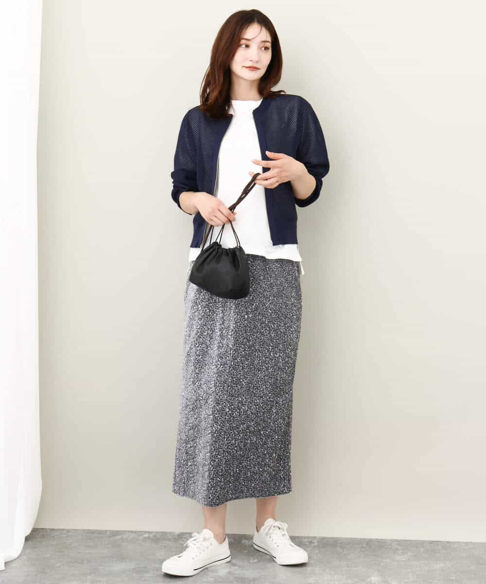 FKSJV20170 MK MICHEL KLEIN(MK ミッシェルクラン) メッシュ編みシアーZIPニットブルゾン/洗える マスタード