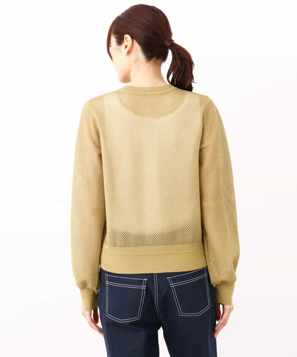 FKSJV20170 MK MICHEL KLEIN(MK ミッシェルクラン) メッシュ編みシアーZIPニットブルゾン/洗える マスタード