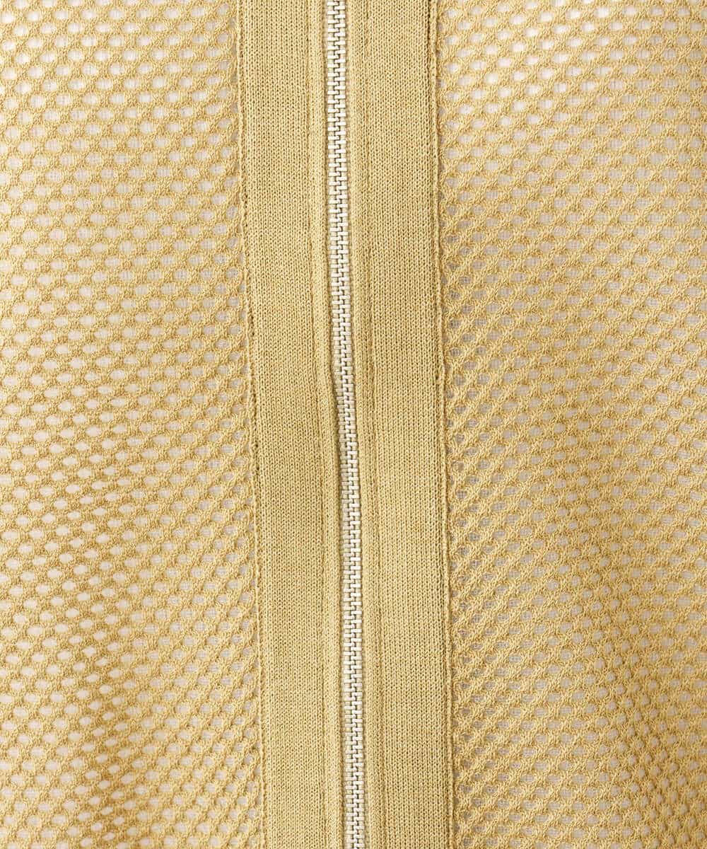 FKSJV20170 MK MICHEL KLEIN(MK ミッシェルクラン) メッシュ編みシアーZIPニットブルゾン/洗える マスタード