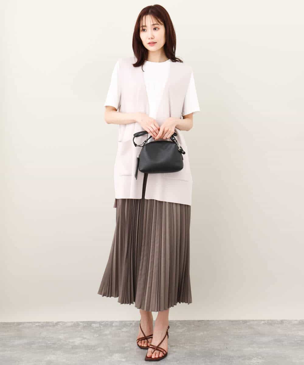 FKSJV21180 MK MICHEL KLEIN(MK ミッシェルクラン) ロング丈ニットジレ/洗える ネイビー