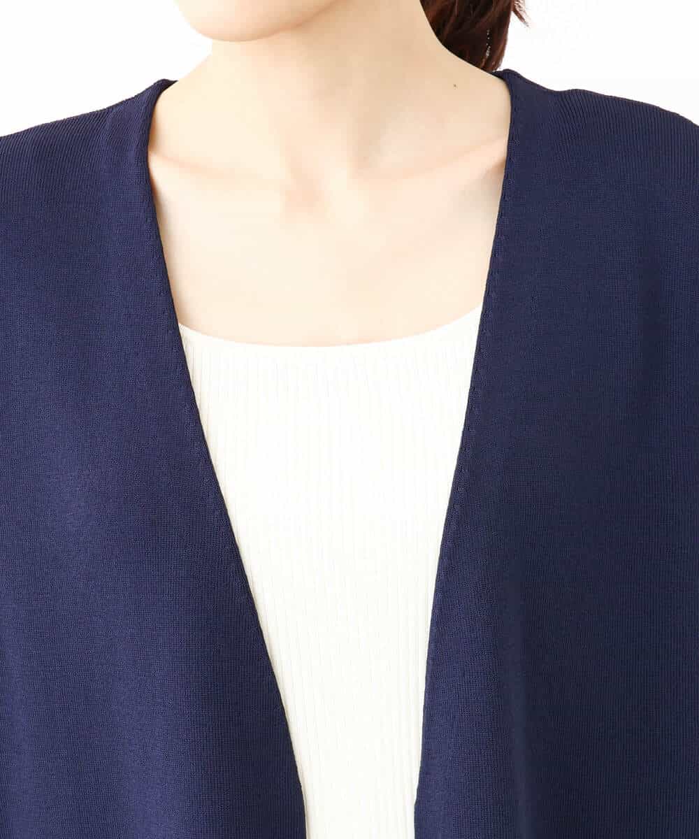FKSJV21180 MK MICHEL KLEIN(MK ミッシェルクラン) ロング丈ニットジレ/洗える ネイビー