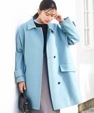 FKUAD50400 MK MICHEL KLEIN(MK ミッシェルクラン) SUPER100sウール スタンドカラーミドルコート ブルーグリーン