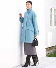 FKUAD50400 MK MICHEL KLEIN(MK ミッシェルクラン) SUPER100sウール スタンドカラーミドルコート ブルーグリーン