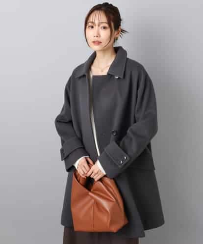 FKUAD50400 MK MICHEL KLEIN SUPER100'sウール スタンドカラーミドルコート