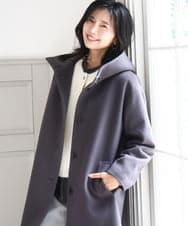 FKUAD52380 MK MICHEL KLEIN(MK ミッシェルクラン) SUPER100sウール フーデットミドルコート ダークグレー