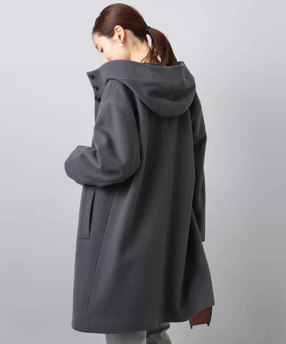 FKUAD52380 MK MICHEL KLEIN(MK ミッシェルクラン) SUPER100'sウール フーデットミドルコート ライトグレー