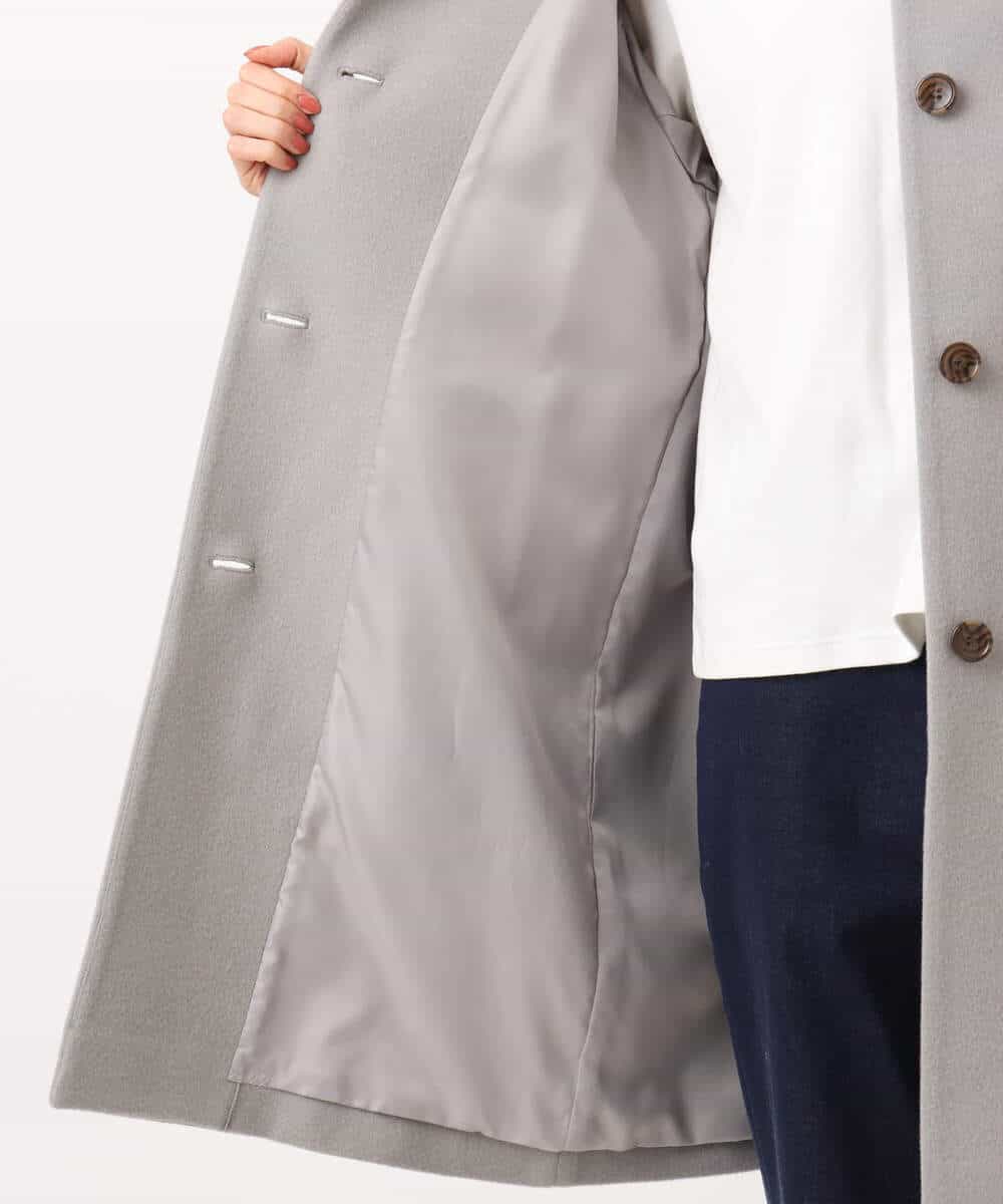 FKUAD52380 MK MICHEL KLEIN(MK ミッシェルクラン) SUPER100'sウール フーデットミドルコート ライトグレー